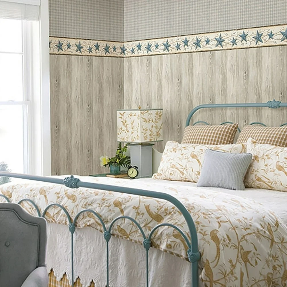 Wallpaper Border Blue Heritage Tin Barn Star